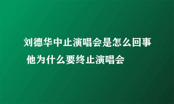 刘德华中止演唱会是怎么回事 他为什么要终止演唱会