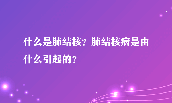 什么是肺结核？肺结核病是由什么引起的？