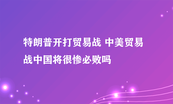 特朗普开打贸易战 中美贸易战中国将很惨必败吗