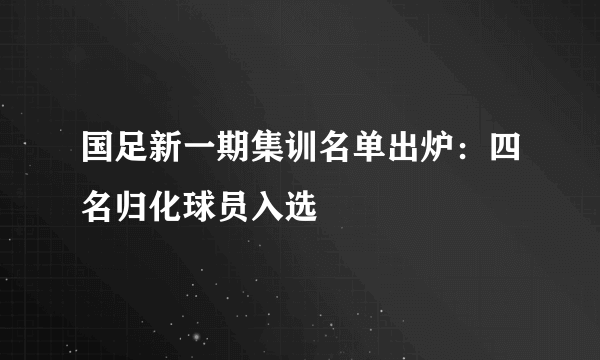 国足新一期集训名单出炉：四名归化球员入选