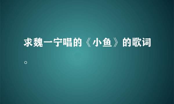 求魏一宁唱的《小鱼》的歌词。