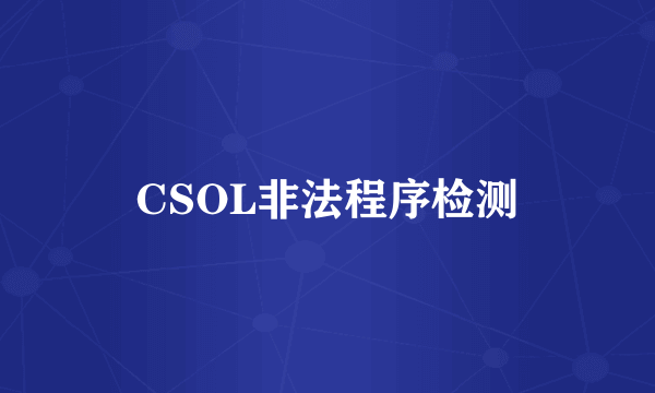 CSOL非法程序检测