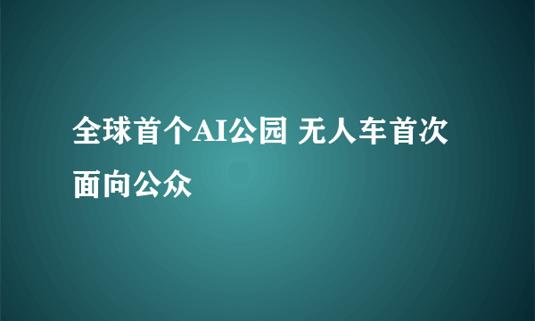 全球首个AI公园 无人车首次面向公众