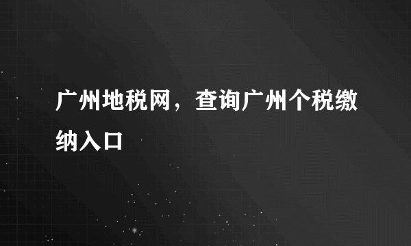 广州地税网，查询广州个税缴纳入口