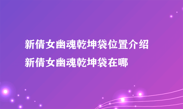 新倩女幽魂乾坤袋位置介绍 新倩女幽魂乾坤袋在哪