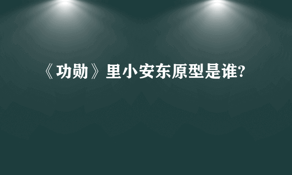 《功勋》里小安东原型是谁?