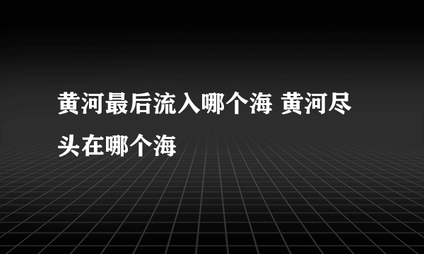 黄河最后流入哪个海 黄河尽头在哪个海