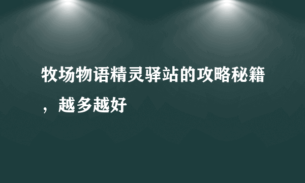 牧场物语精灵驿站的攻略秘籍，越多越好