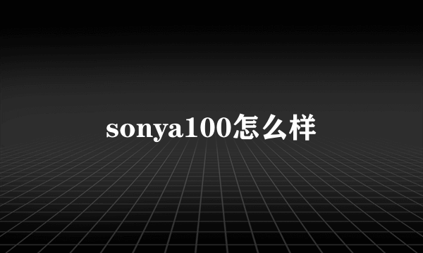 sonya100怎么样