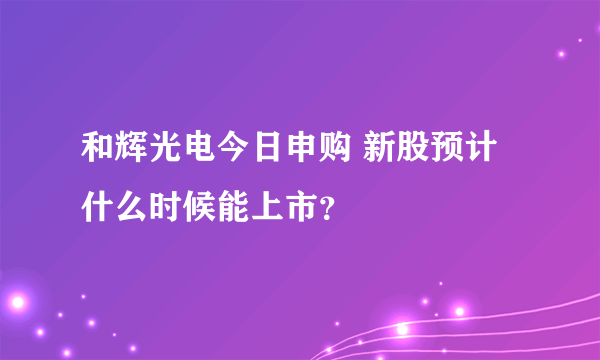 和辉光电今日申购 新股预计什么时候能上市？