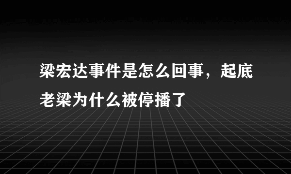 梁宏达事件是怎么回事，起底老梁为什么被停播了