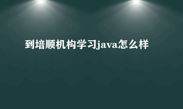 到培顺机构学习java怎么样