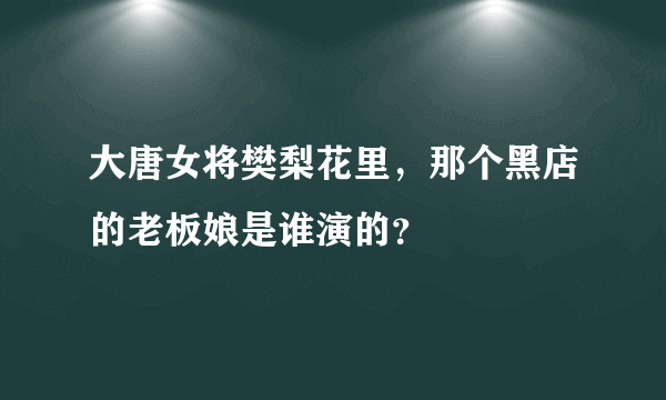 大唐女将樊梨花里，那个黑店的老板娘是谁演的？