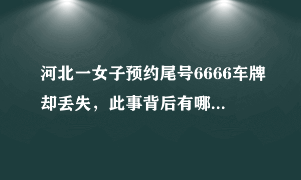 河北一女子预约尾号6666车牌却丢失，此事背后有哪些问题值得深思？