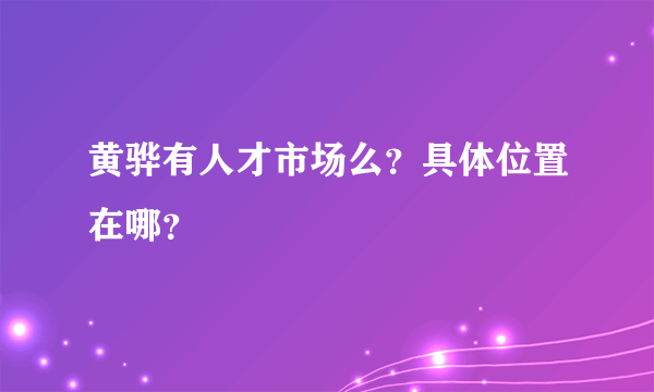 黄骅有人才市场么？具体位置在哪？