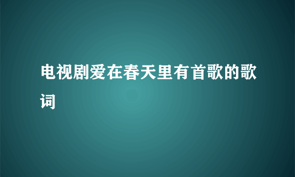 电视剧爱在春天里有首歌的歌词