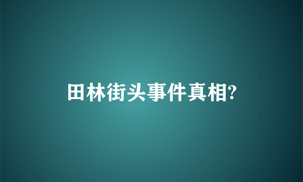 田林街头事件真相?