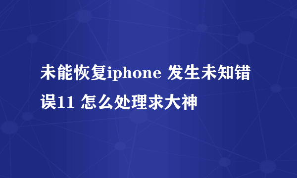 未能恢复iphone 发生未知错误11 怎么处理求大神