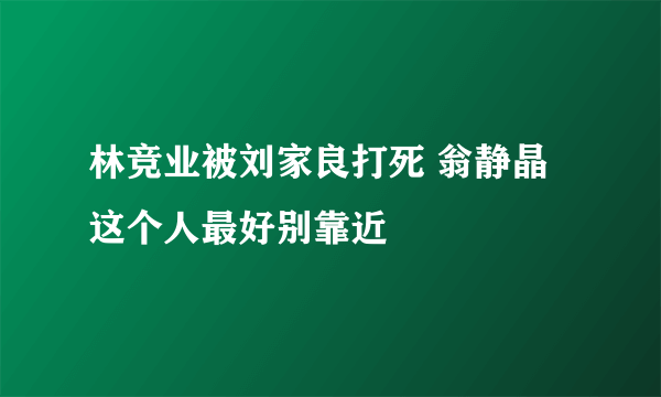 林竞业被刘家良打死 翁静晶这个人最好别靠近