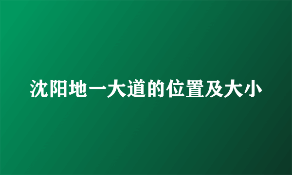 沈阳地一大道的位置及大小