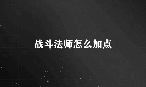 战斗法师怎么加点