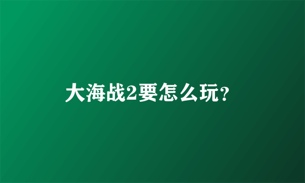 大海战2要怎么玩？