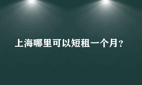 上海哪里可以短租一个月？