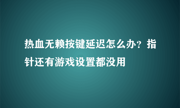 热血无赖按键延迟怎么办？指针还有游戏设置都没用