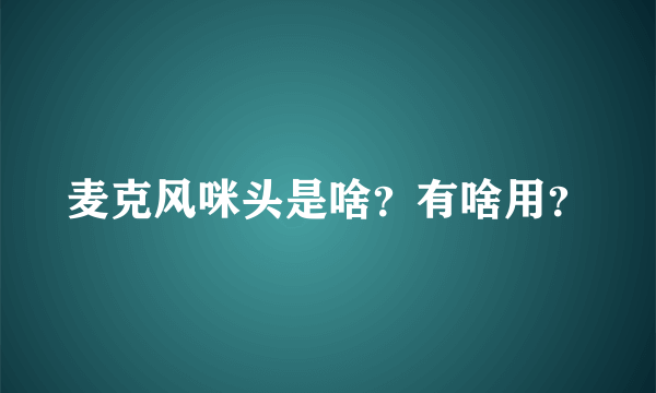 麦克风咪头是啥？有啥用？