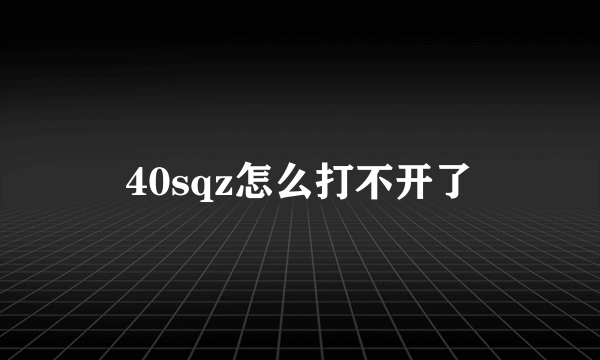 40sqz怎么打不开了