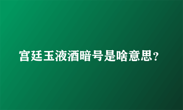 宫廷玉液酒暗号是啥意思？