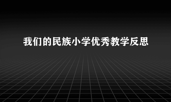 我们的民族小学优秀教学反思