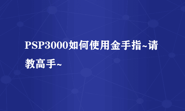 PSP3000如何使用金手指~请教高手~