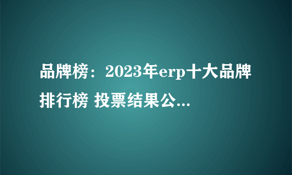 品牌榜：2023年erp十大品牌排行榜 投票结果公布【新】