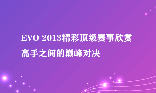 EVO 2013精彩顶级赛事欣赏 高手之间的巅峰对决