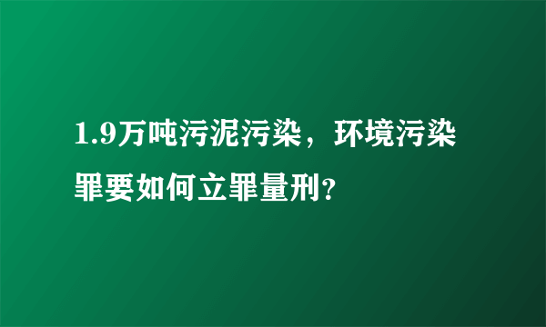 1.9万吨污泥污染，环境污染罪要如何立罪量刑？