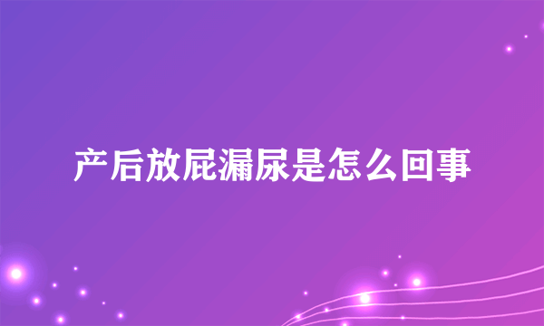 产后放屁漏尿是怎么回事