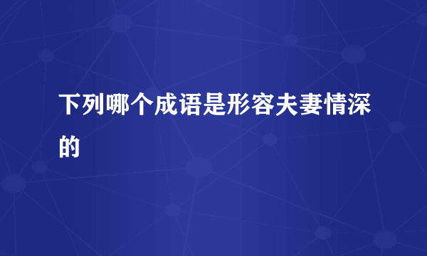 下列哪个成语是形容夫妻情深的