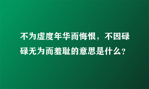 不为虚度年华而悔恨，不因碌碌无为而羞耻的意思是什么？