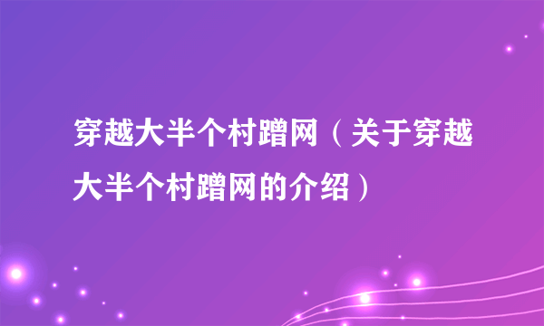 穿越大半个村蹭网（关于穿越大半个村蹭网的介绍）