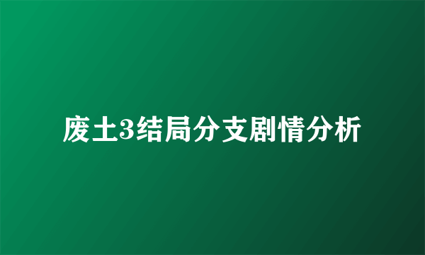 废土3结局分支剧情分析