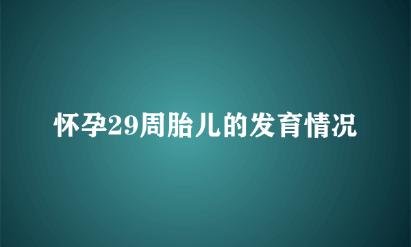 怀孕29周胎儿的发育情况