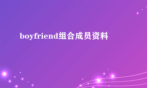 boyfriend组合成员资料