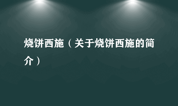 烧饼西施（关于烧饼西施的简介）