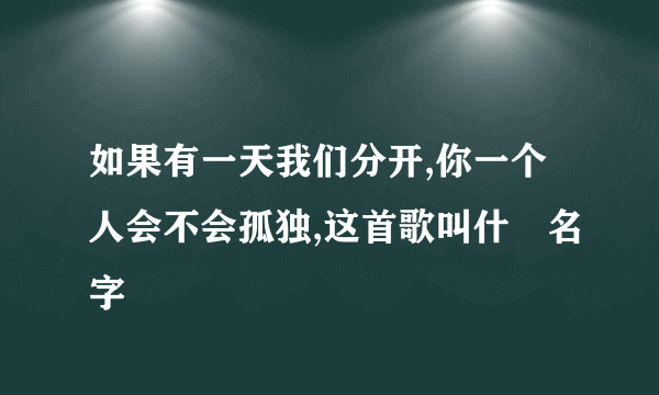 如果有一天我们分开,你一个人会不会孤独,这首歌叫什麼名字