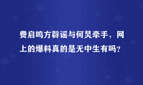 费启鸣方辟谣与何炅牵手，网上的爆料真的是无中生有吗？