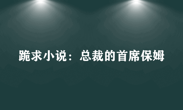 跪求小说：总裁的首席保姆