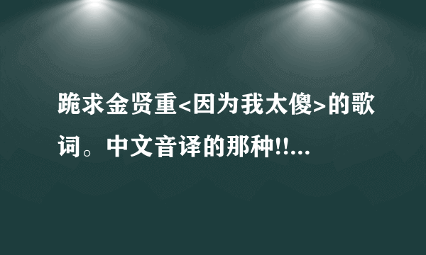 跪求金贤重<因为我太傻>的歌词。中文音译的那种!!!急····