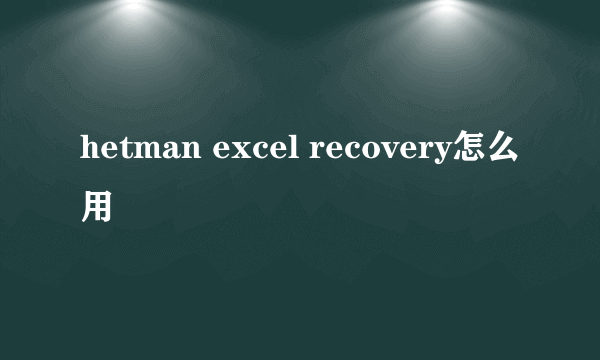 hetman excel recovery怎么用