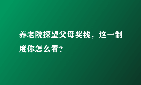 养老院探望父母奖钱，这一制度你怎么看？